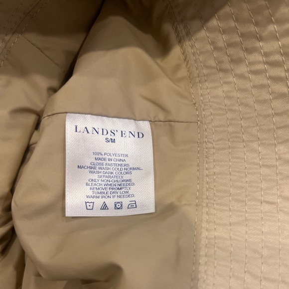 LANDS' END Hat Sun Hat Khaki Nylon Bucket Hat Sz S/M Cream - Picture 8 of 9